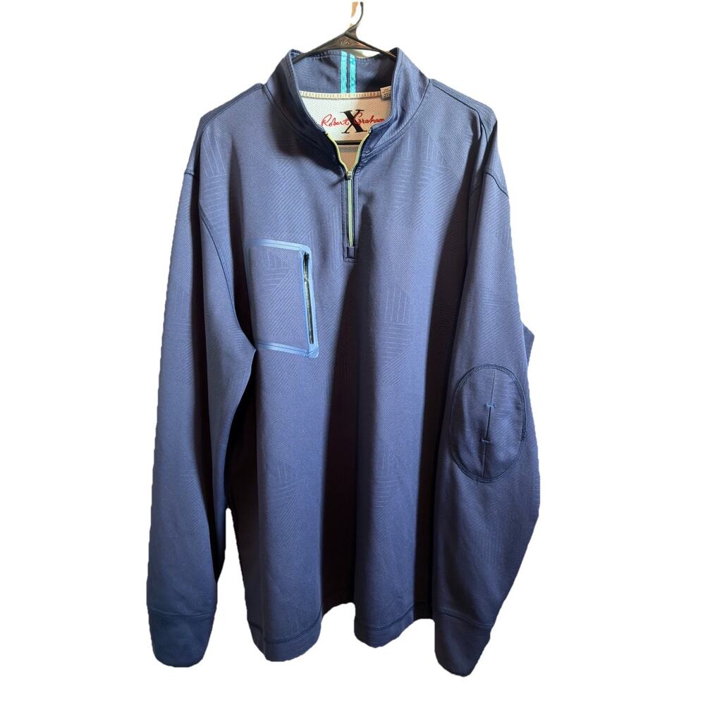 Robert Graham X 1/4 Zip Pullover Sweatshirt Tailored Fit 2XL Blue